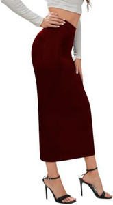 dream beauty fashion women solid pencil maroon skirt