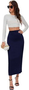 dream beauty fashion solid women pencil dark blue skirt