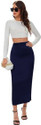 Dream Beauty Fashion Solid Women Pencil Dark Blue Skirt