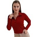 Dream Beauty Fashion Women's Collared Neck Long Sleeve Slim Fit Casual Tee Top, 23" inches (Apple-01-P)