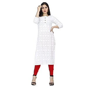 Dream Desi Womens Cotton White Colour Chickankari