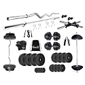 DREAM FIT PVC Home Gym Set - 46 kg with 3 ft Curling Rod, 3 ft Straight Rod, 1 Pair Dumbbell rods and Gym Accessories (46kg Home Gym System)