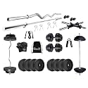 DREAM FIT PVC Home Gym Set - 16 kg with 3 ft Curling Rod, 3 ft Straight Rod, 1 Pair Dumbbell rods and Gym Accessories (16kg Home Gym System)