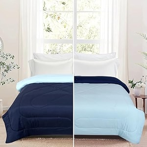 dream living reversible comforter microfiber reversible ac comforterblanket for all weather for double bed comforter skyblue amp navyblue