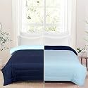 Dream Living Reversible Comforter Microfiber Reversible AC Comforter/Blanket for All Weather for Double Bed Comforter (SkyBlue &amp; Navyblue)