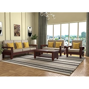 sheesham wooden 6 seater sofa set for living room  rosewood 6 seater cushion sofa set with side newspaper holder for home amp office  solid wood sofa mahogany 321 seater