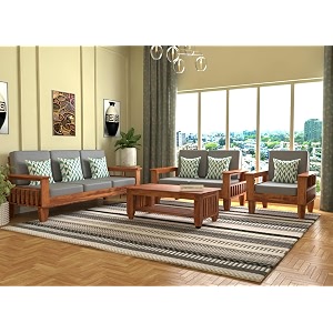 sheesham wooden 6 seater sofa set for living room  rosewood 6 seater cushion sofa set with side newspaper holder for home amp office  solid wood sofa natural 321 seater