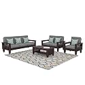 Sheesham Wooden 6 Seater Sofa Set for Living Room | Rosewood 6 Seater Cushion Sofa Set with Side Newspaper Holder for Home &amp; Office | Solid Wood Sofa (Walnut, 3+2+1 Seater)