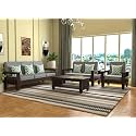 Sheesham Wooden 6 Seater Sofa Set for Living Room | Rosewood 6 Seater Cushion Sofa Set with Side Newspaper Holder for Home &amp; Office | Solid Wood Sofa (Walnut Finish, 3+2+1 Seater)