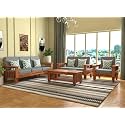 Sheesham Wooden 6 Seater Sofa Set for Living Room | Rosewood 6 Seater Cushion Sofa Set with Side Newspaper Holder for Home &amp; Office | Solid Wood Sofa (Natural, 3+2+1 Seater)