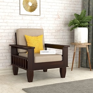 sheesham wooden 1 seater sofa for living room  rosewood 1 seater cushion sofa with side newspaper holder for home amp office  solid wood sofa set for lounge walnut 1 seater