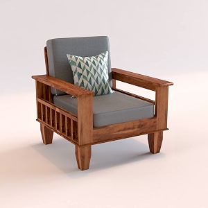 sheesham wooden 1 seater sofa for living room  rosewood 1 seater cushion sofa with side newspaper holder for home amp office 