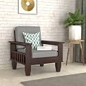 Solid Sheesham Wood 1 Seater Sofa Set for Living Room | Sofa Set for Living Room | 1 Seater Sofa Set | Sofa Set for Home | 1 Seater Sofa (Walnut Finish)