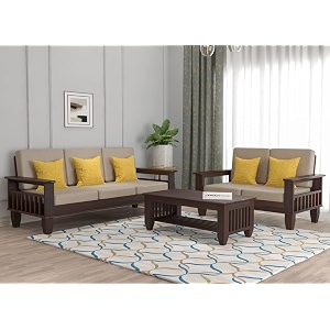 sheesham wooden 5 seater sofa set for living room  rosewood 5 seater cushion sofa set with side newspaper holder for home amp office  solid wood sofa walnut 32 seater