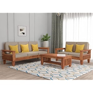 sheesham wooden 5 seater sofa set for living room  rosewood 5 seater cushion sofa set with side newspaper holder for home amp office  solid wood sofa natural 32 seater