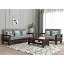 Sheesham Wooden 5 Seater Sofa Set for Living Room | Rosewood 5 Seater Cushion Sofa Set with Side Newspaper Holder for Home &amp; Office | Solid Wood Sofa (Walnut Finish, 3+2 Seater)