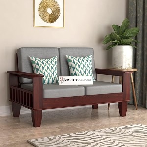 wooden 2 seater sofa set for living room two seater sofa with side magzine amp newspaper holder for office amp lounge sheesham wood mahogany finish