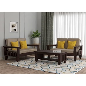 sheesham wooden 4 seater sofa set for living room  rosewood 4 seater cushion sofa set with side newspaper holder for home amp office  solid wood sofa walnut 22 seater