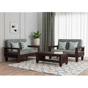sheesham wooden 4 seater sofa set for living room  rosewood 4 seater cushion sofa set with side newspaper holder for home amp office  solid wood sofa walnut finish 22 seater