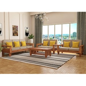 sheesham wooden 7 seater sofa set for living room  rosewood 7 seater cushion sofa set with side newspaper holder for home amp office  solid wood sofa natural 322 seater