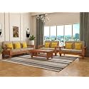 Sheesham Wooden 7 Seater Sofa Set for Living Room | Rosewood 7 Seater Cushion Sofa Set with Side Newspaper Holder for Home &amp; Office | Solid Wood Sofa (Natural, 3+2+2 Seater)