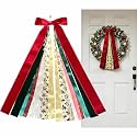 Dream Loom Christmas Assorted Ribbon Bow for Wreath, 1Pcs Large Xmas Clip-On Wreaths Ribbon Bundle Decorative Wreath Sash for Front Door Wall Window Indoor Outdoor