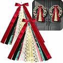 Dream Loom Christmas Assorted Ribbon Bow for Wreath, 2Pcs Large Xmas Clip-On Wreaths Ribbon Bundle Decorative Wreath Sash for Front Door Wall Window Indoor Outdoor