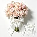Dream Loom White Satin Bows for Bouquet 2 Pack, 9.8x13.7 Inch Pre-Tied Large Ribbon Bows for Wedding Bridal Shower Prom Homecoming, Flower Arrangement Gift Wrapping Decoration