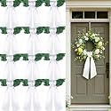 Dream Loom Wreath Sash for Front Door, 12pcs White Sash Blank DIY Ribbon Bows for Weddings, Christmas &amp; Farmhouse Decor