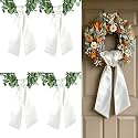 Dream Loom Wreath Sash for Front Door, 4pcs White Wreath Sash Holiday Baby Shower Wreath Accessories for Home Birthday Wedding Christmas Decorations