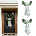 Dream Loom Wreath Sash for Front Door, 2Pcs Blue Floral Wreath Satin Sash Garland Ribbon Accessories for Yard Doorway Indoor Outdoor Bridal Shower Xmas Home