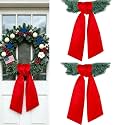 Dream Loom Wreath Sash for Front Door, 2 Pcs Red Wreath Sash Accessories Decor for Xmas Party Yard Doorway Indoor Outdoor Wall