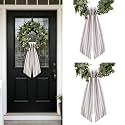 Dream Loom Wreath Sash for Front Door, 2Pcs Grey and White Stripe Wreath Sash Garland Accessories Decor for Yard Doorway Indoor Outdoor Wedding Home Decor