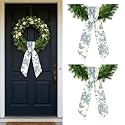 Dream Loom Wreath Sash for Front Door, 2Pcs Blue and White Wreath Sash for Monogram Embroidery Garland Ribbon Porch Indoor Outdoor Home Party Yard Doorway