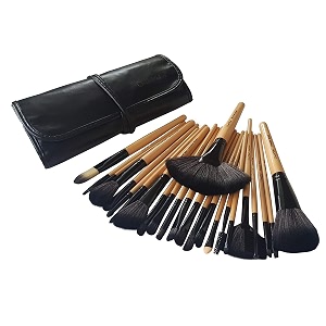 dream maker 24 piece makeup brush set with storage pouch - bamboo