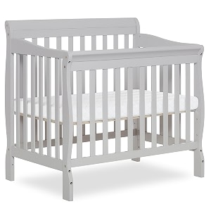 dream on me aden 4-in-1 convertible mini crib in grey greenguard gold certified