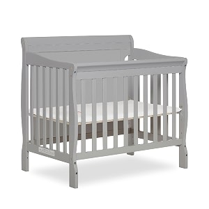 dream on me alice 3-in-1 full panel convertible mini crib pebble grey greenguard gold certified