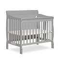 Dream On Me Alice 3-in-1 Full Panel Convertible Mini Crib, Pebble Grey, Greenguard Gold Certified