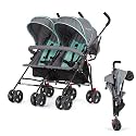 Dream On Me Volgo Side-by-Side Twin Umbrella Toddler Stroller, Blue/D Grey