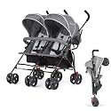 Dream On Me Volgo Side-by-Side Twin Umbrella Toddler Stroller, Grey