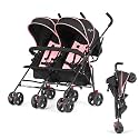 Dream On Me Volgo Side-by-Side Twin Umbrella Toddler Stroller, Pink