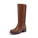 DREAM PAIRS Women's Square Toe Platform Chunky Block Heel Knee High Riding Boots