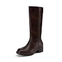 DREAM PAIRS Women's Square Toe Platform Chunky Block Heel Knee High Riding Boots