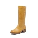 DREAM PAIRS Women's Square Toe Platform Chunky Block Heel Knee High Riding Boots