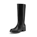 DREAM PAIRS Women's Square Toe Platform Chunky Block Heel Knee High Riding Boots