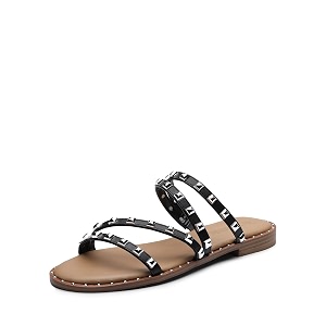 DREAM PAIRS Womens Studded Slide Sandals