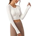 DREAM SLIM Women's Lightweight Cropped Cardigan Long Sleeve Crew Neck Basic Classic Casual Button Down Soft Knit Sweaters
