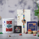 Dreamica Designer TGS-Rakhi-1503 Assorted Mug, Key Ring, Greeting Card, Chawal Roli Pack, Rakhi Set (Mug, Rakhi, Keychain, Greeting Card, Roli Chawal Pack)