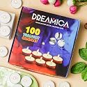 Dreamica White Tealight Candles Pack of 100 – Smokeless Long Burning Wax Tea Light for Home Décor, Diwali, Puja, Parties &amp; Weddings – Unscented Round Tealight Candle Set