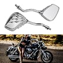 DREAMIZER Universal Motorcycle Chrome 8mm/10mm Skull Skeleton Hands Side Rear View Mirrors Compatible with Harley XL Softail Honda Yamaha Suzuki Kawasaki Old School